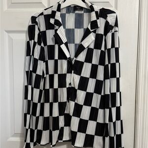 Black and White Checkerboard Button-Up Set